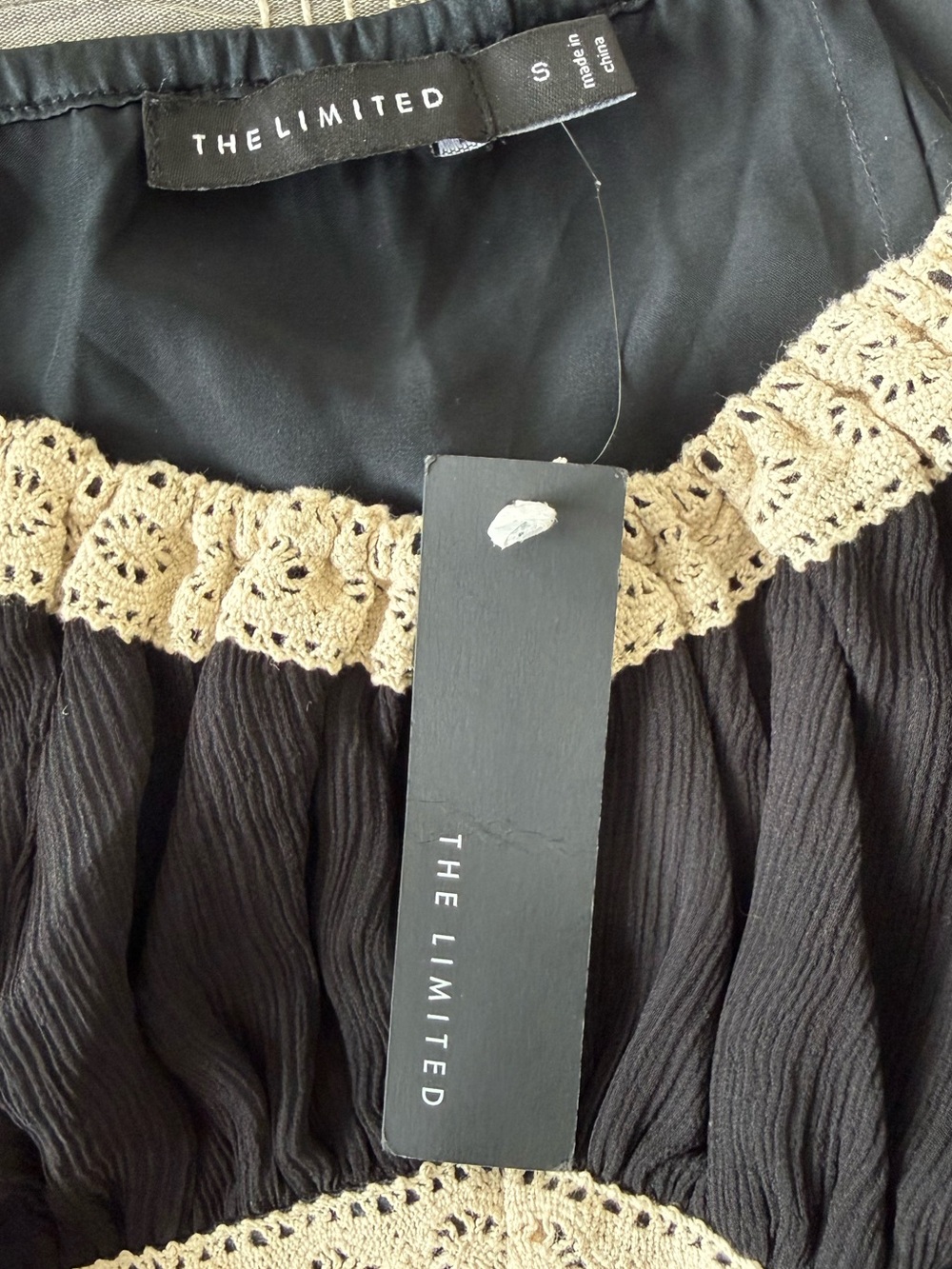 The Limited Vintage Y2K Silk Black Short Sleeve Babydoll Whimsigoth Blouse NWT - Picture 6 of 12